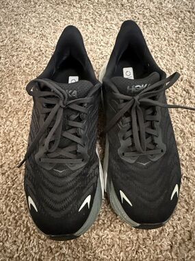 Hoka Black and White Lace-Up Running Shoes